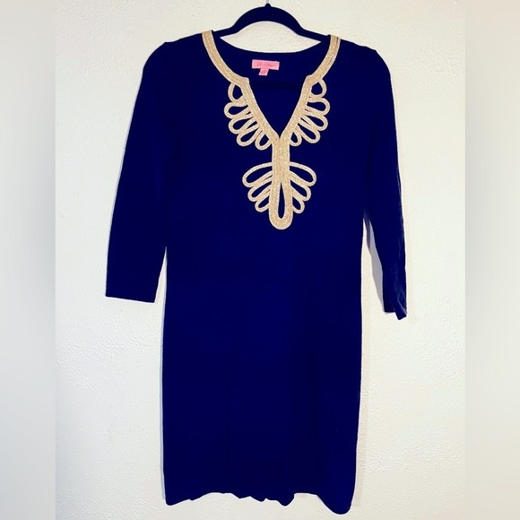 Lilly Pulitzer Delvin Sweater Shift Dress Navy Blue Size XS - Picture 4 of 6